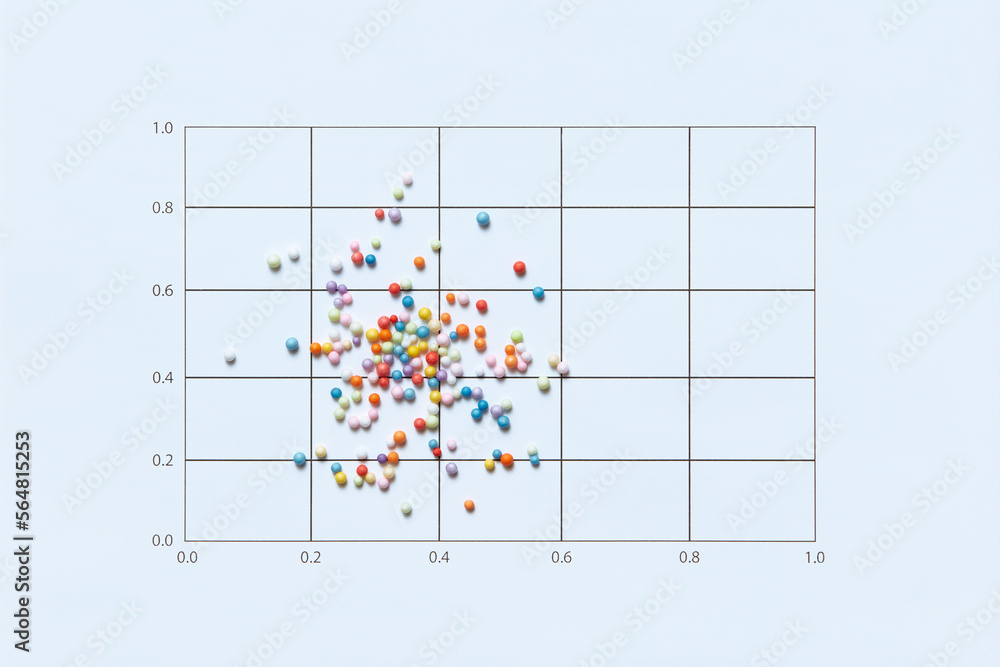 Scatter chart cluster on grid background. Stock Photo | Adobe Stock