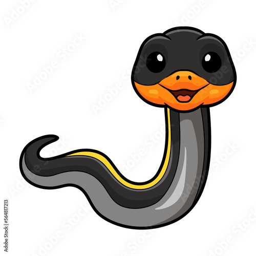 Cute black copper rat snake cartoon