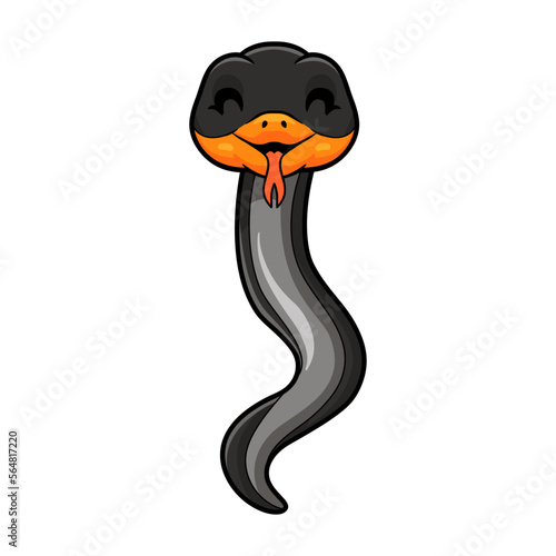 Cute black copper rat snake cartoon