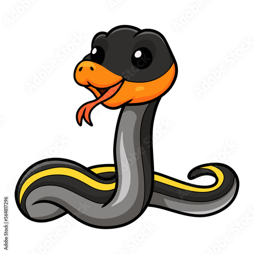 Cute black copper rat snake cartoon