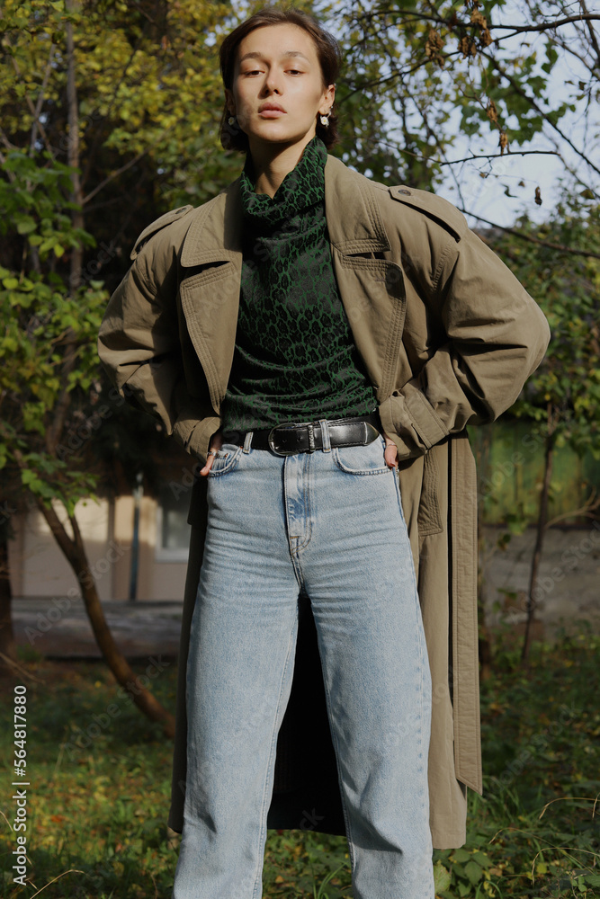 Model with edgy style posing in nature Model with edgy style posing in nature