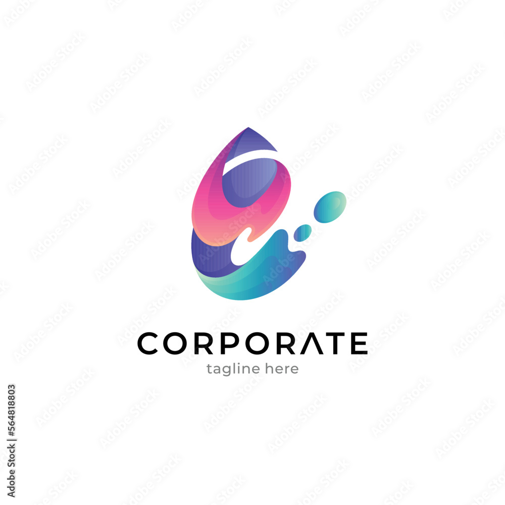Water splash logo template with gradient color style Water splash logo template with gradient color style