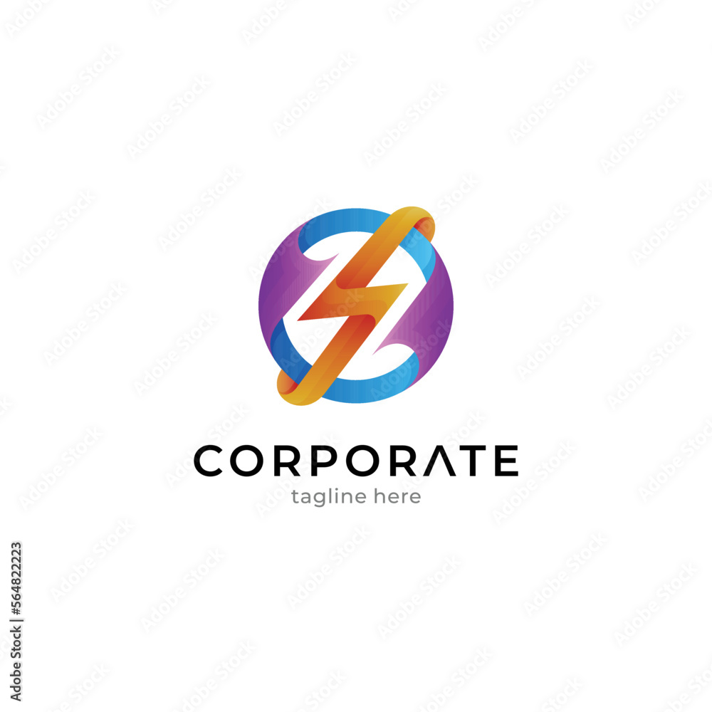 Thunder logo template in a hexagon shape with gradient color style Thunder logo template in a hexagon shape with gradient color style