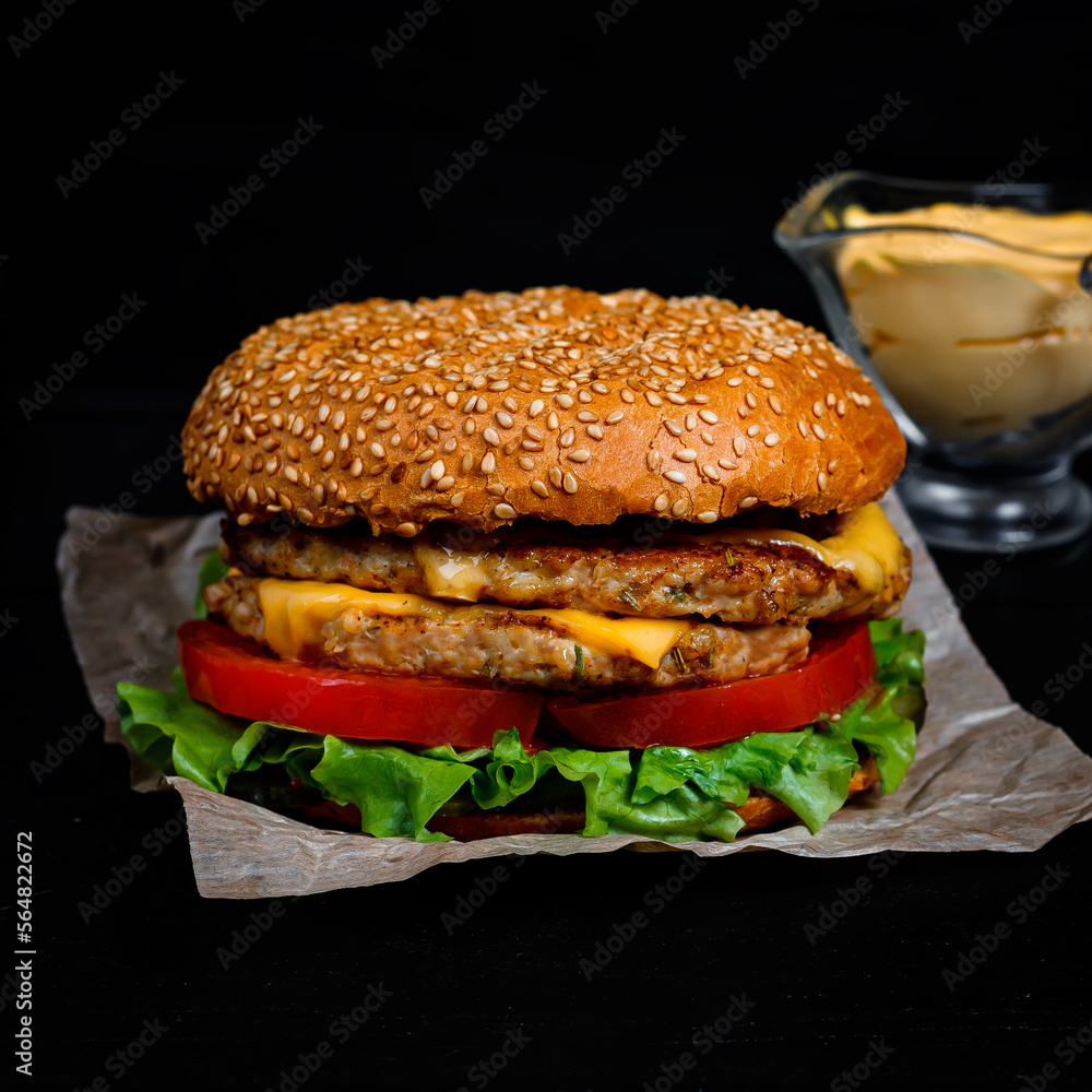 hamburger on a table