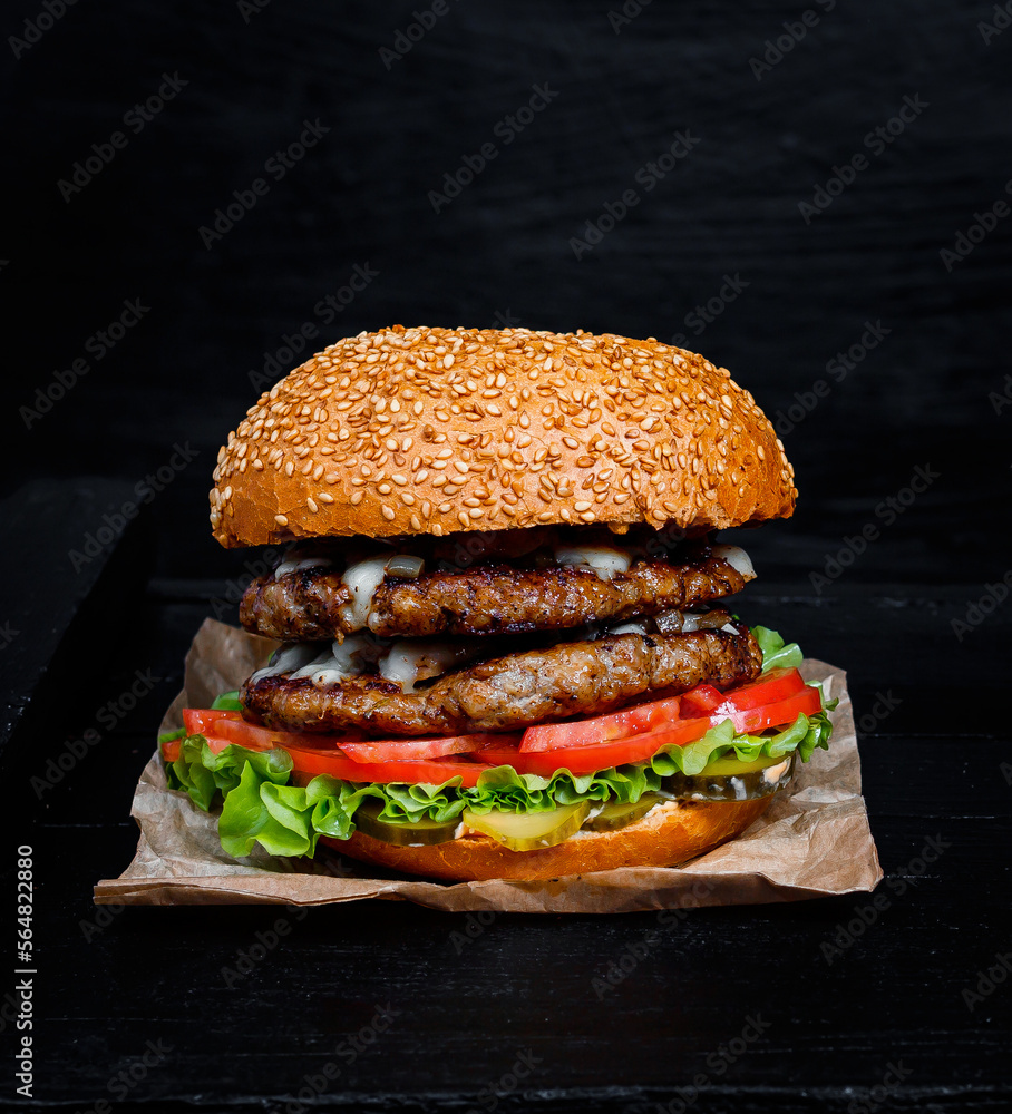 hamburger, close up