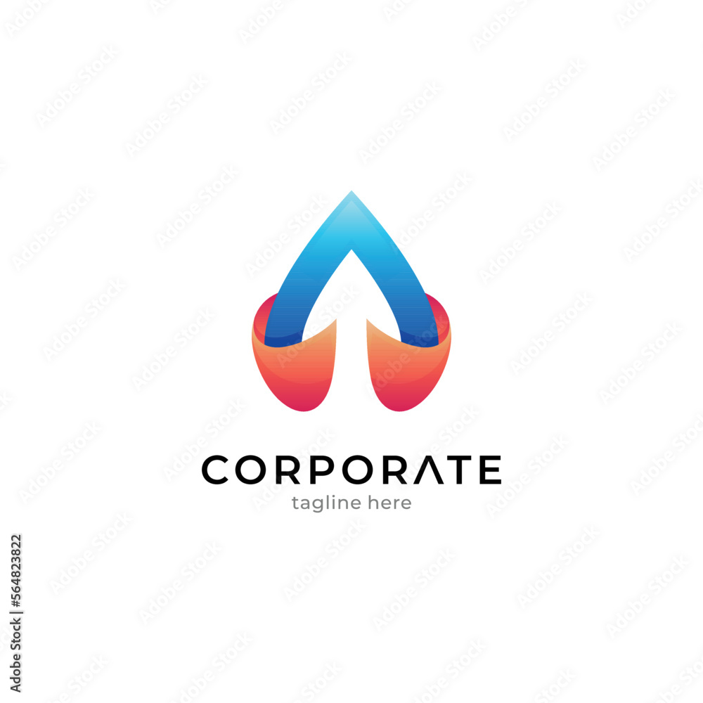 Logo template of letter A combination arrow with gradient colors Logo template of letter A combination arrow with gradient colors