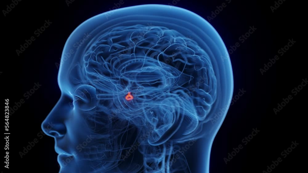 3D rendered medical animation of a man's pituitary gland 3D rendered medical animation of a man's pituitary gland