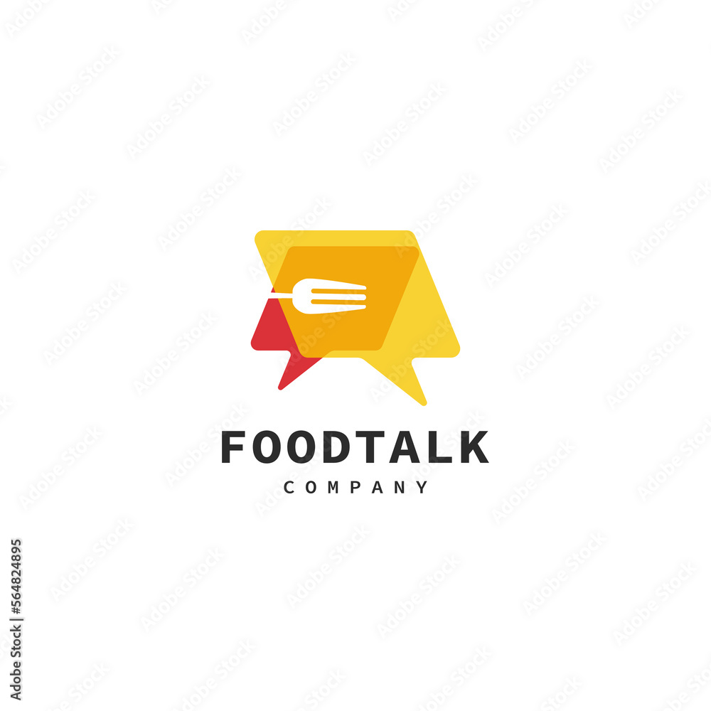 food talk logo design with combine chat icon and fork food talk logo design with combine chat icon and fork