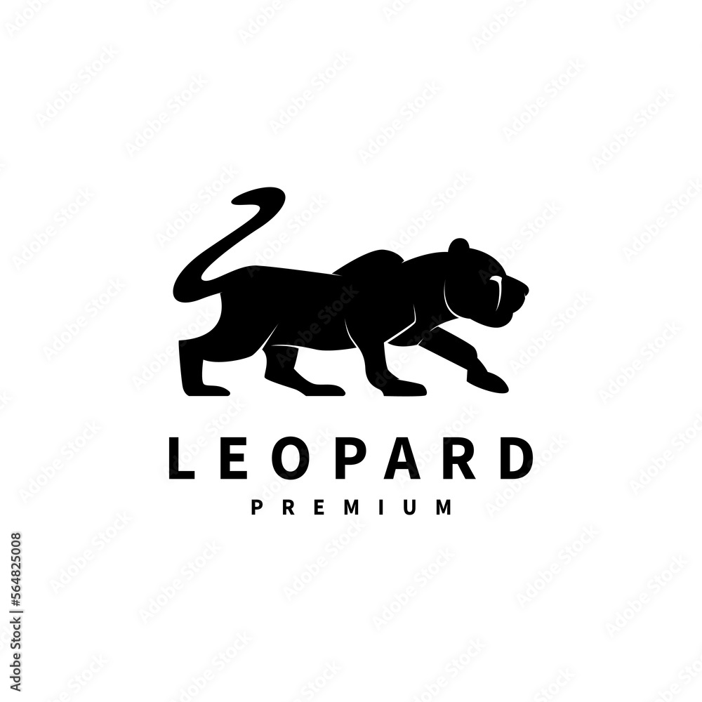 leopard silhouette vector logo design illustration