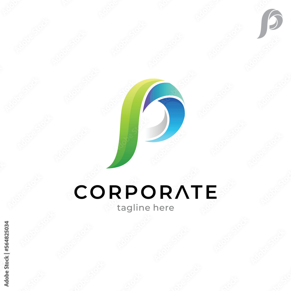 letter P and leaf logo letter P and leaf logo