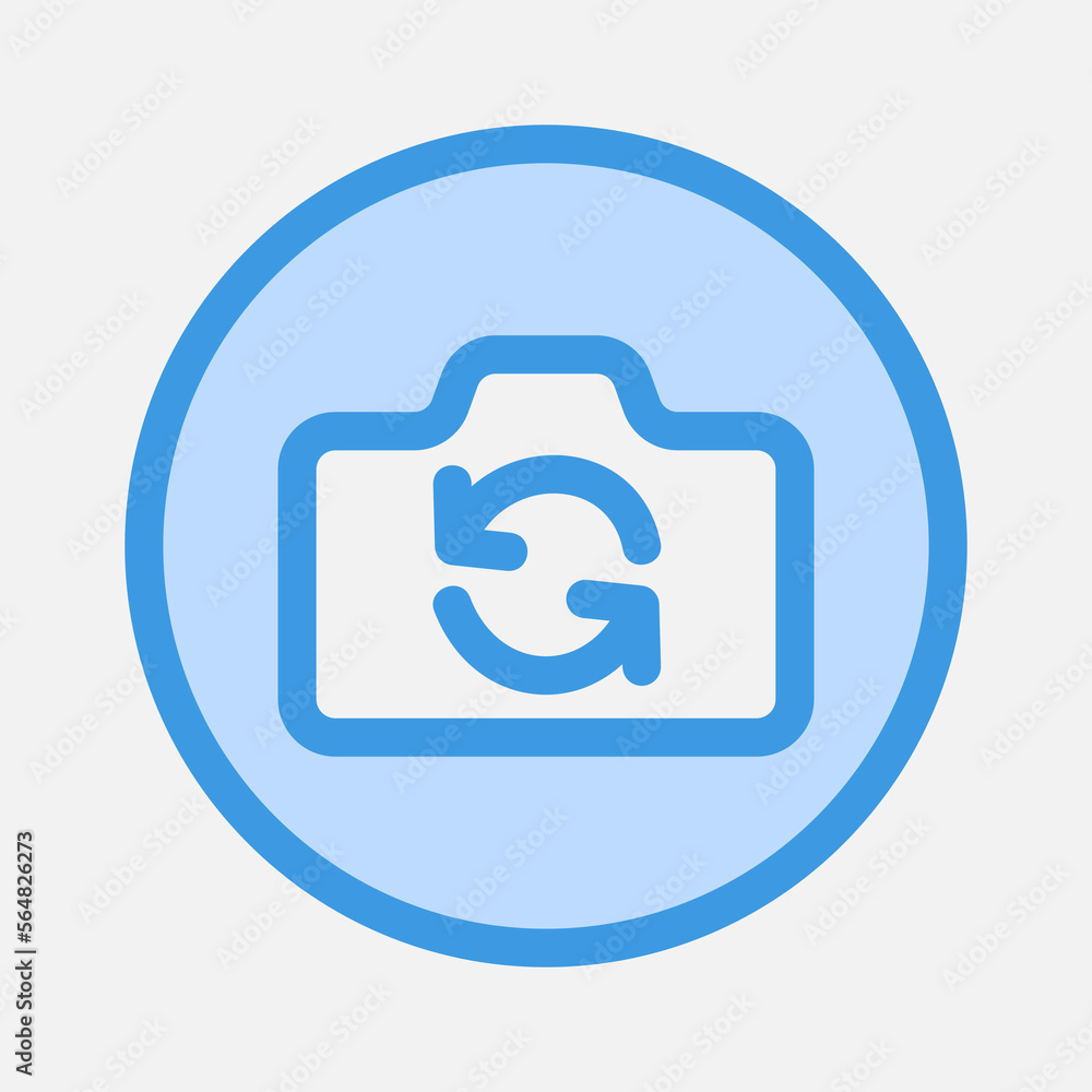 Switch screen icon in blue style about camera, use for website mobile app presentation Switch screen icon in blue style about camera, use for website mobile app presentation