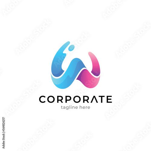 wave letter W logo