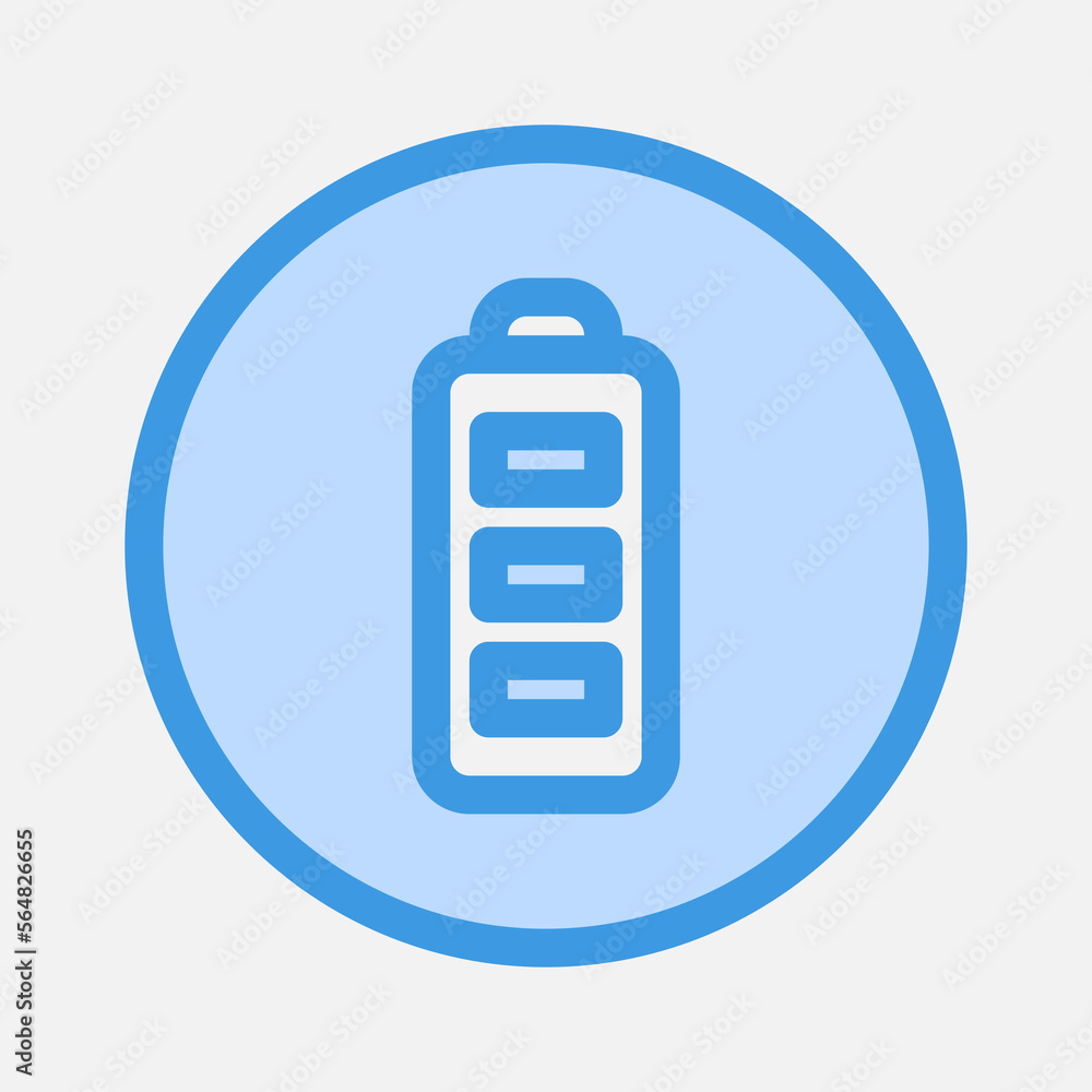 Full battery icon in blue style about camera, use for website mobile app presentation Full battery icon in blue style about camera, use for website mobile app presentation