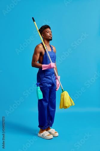 Man with mop photo