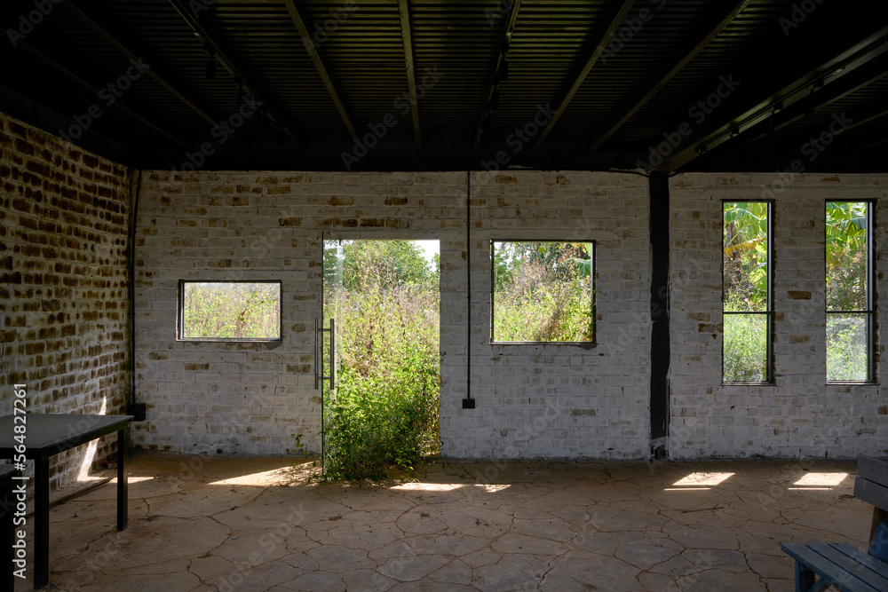 Abandoned space with no people, weeds and flowers gradually spread in Abandoned space with no people, weeds and flowers gradually spread in