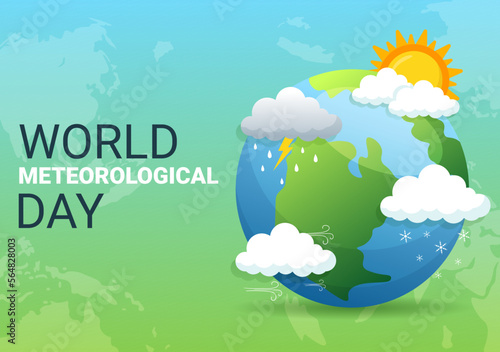 World Meteorological Day Illustration with Meteorology Science and Researching Weather in Flat Cartoon Hand Drawn for Landing Page Templates
