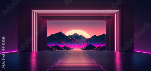 background retro Synthwave. Generative AI