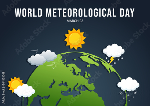World Meteorological Day Illustration with Meteorology Science and Researching Weather in Flat Cartoon Hand Drawn for Landing Page Templates
