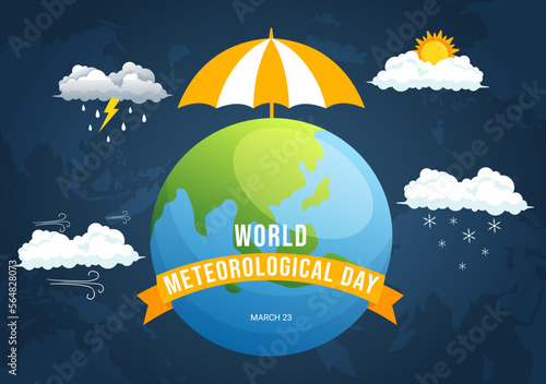 World Meteorological Day Illustration with Meteorology Science and Researching Weather in Flat Cartoon Hand Drawn for Landing Page Templates