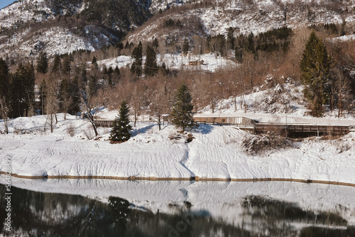 Wallpaper Mural a snowy lake in mountain in winter Torontodigital.ca