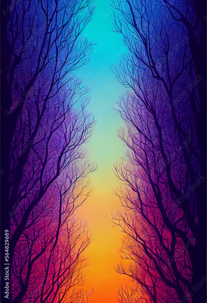 Obraz premium intricate trees fantasy forest line art beautiful Generative AI Content by Midjourney