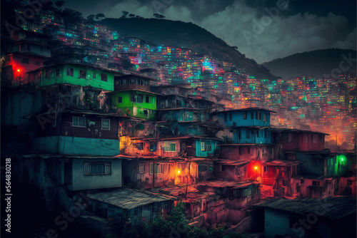 Bella Favela Brazil colorida, Many beautiful colors of a beautiful Brazilian © AI Creative World
