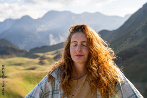 Serene woman enjoying nature