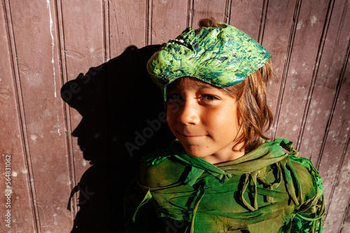 Smiling boy in costume on Halloween day photo