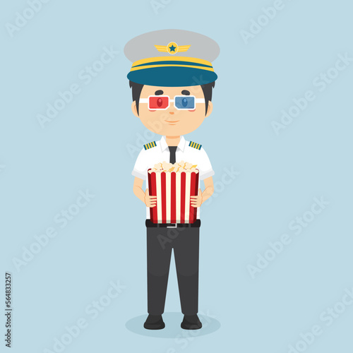 Pilot Watching Movie in Cinema