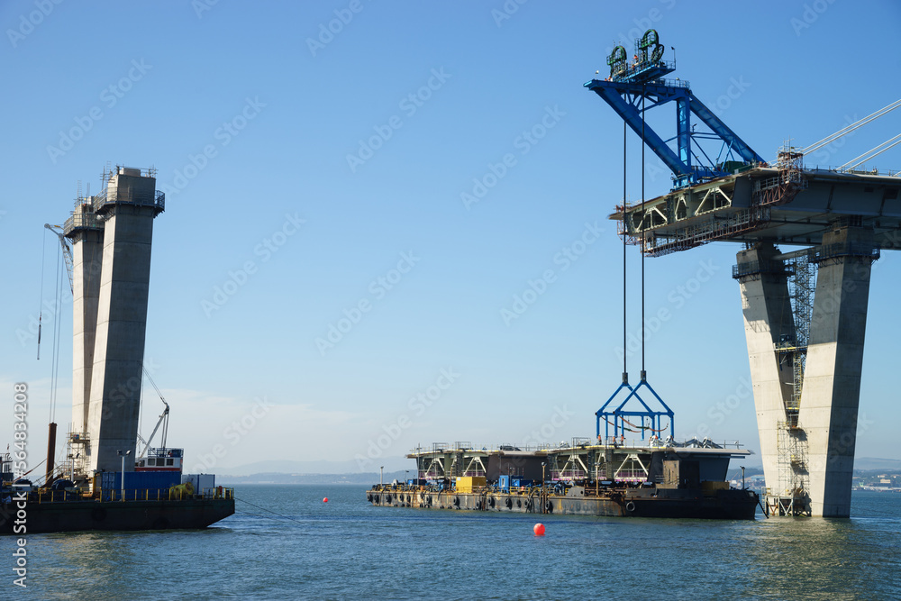 The new Queensferry Crossing Bridge under construction, Scotland.