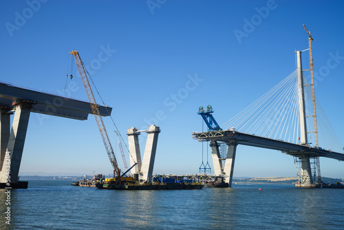 The new Queensferry Crossing Bridge under construction, Port Edgar. photo