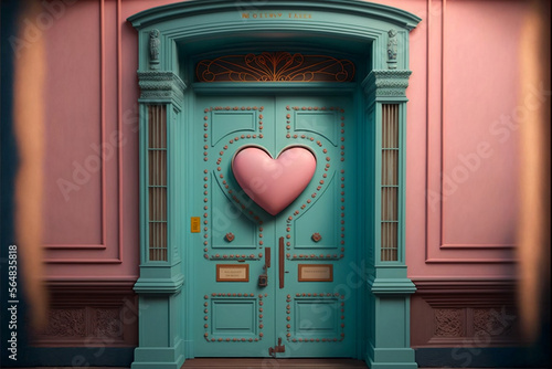 Valentines day door. Couple. Single. Heart Illustration photo