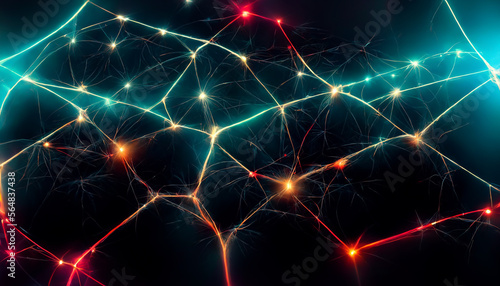 Digital technology NEUROGRID background. Network connection illustration Generative AI Content by Midjourney