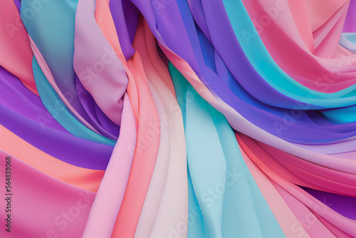 realistic wavy fabric colorful cloth flying in a white room illustration Generative AI Content by Midjourney