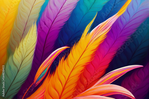 Abstract Colorful Feathers rendering art Generative AI Content by Midjourney © simon