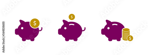 Piggy bank with dollar coin icon vector illustration. piggybank icon in flat design.