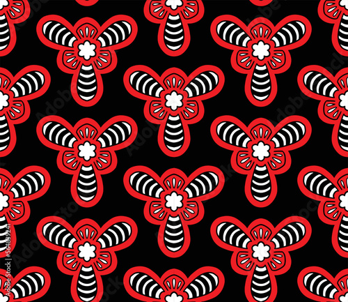 Geometric ethnic pattern seamless flower color oriental.
seamless pattern.Design for fabric,curtain,black background, carpet, shawl,clothing,wrapping, Batik,fabric,handkerchief,Vector illustration.