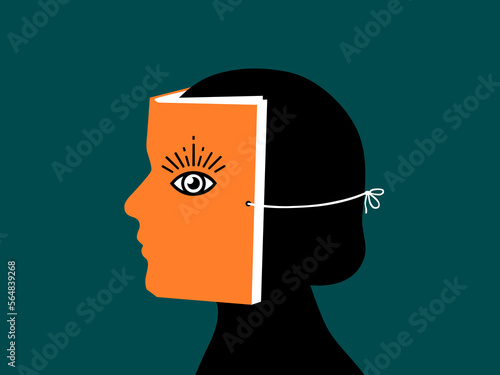 Woman in a book mask photo