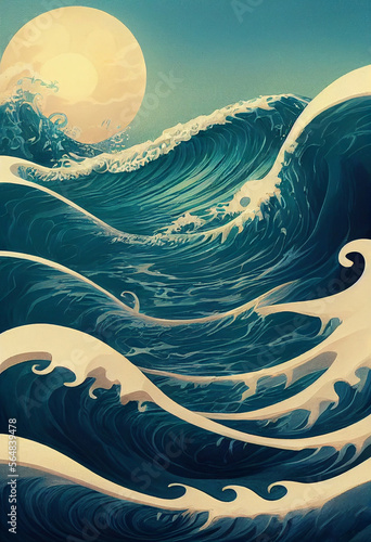 waves on the sea artstation Generative AI Content by Midjourney