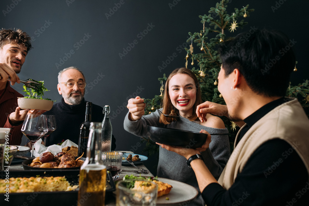 People Having Christmas Dinner Party People Having Christmas Dinner Party