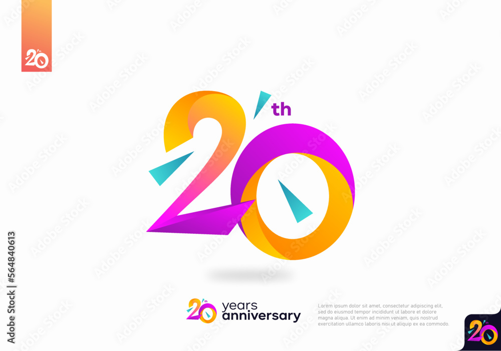 Number 20 logo icon design, 20th birthday logo number, anniversary 20 - obrazy, fototapety, plakaty 