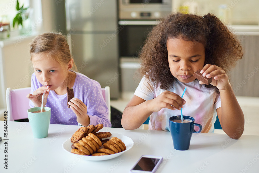 Girls have lunch at home Stock Photo | Adobe Stock