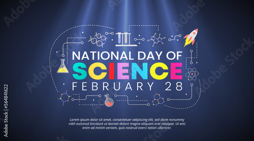 National Science day background with colorful science typography