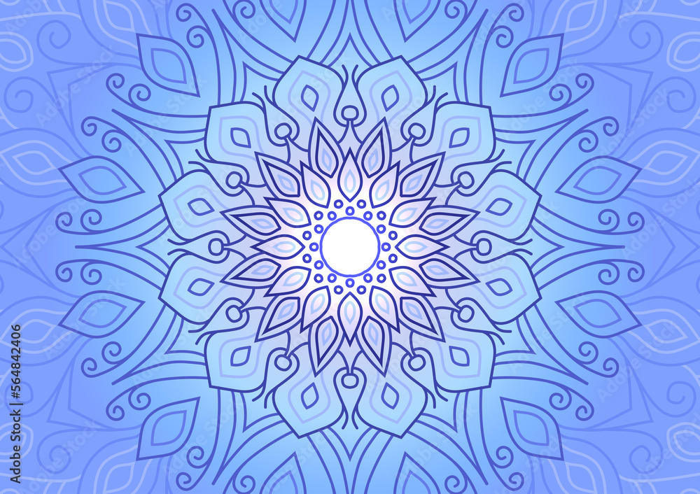 Mandala blue light geometric modern style background Mandala blue light geometric modern style background