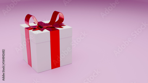 white valentines gift box in pink background © Aleksei