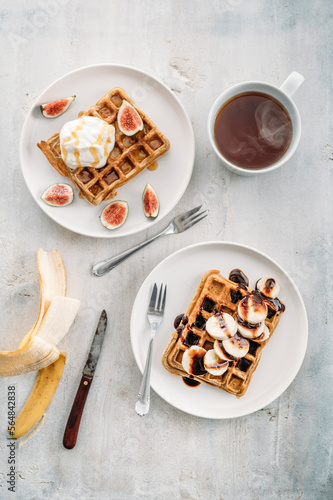 Buckweed waffles with toppings photo