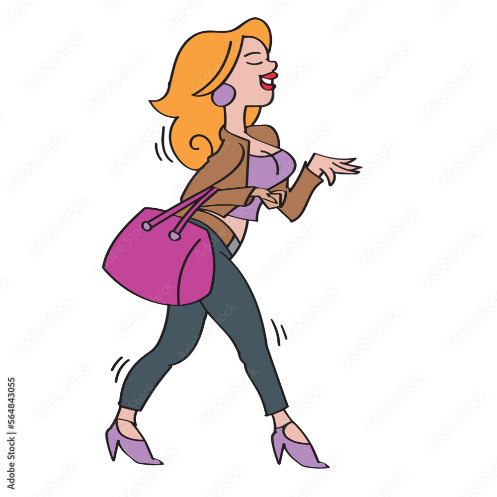 Character_people_woman_sexy_walking_handbag