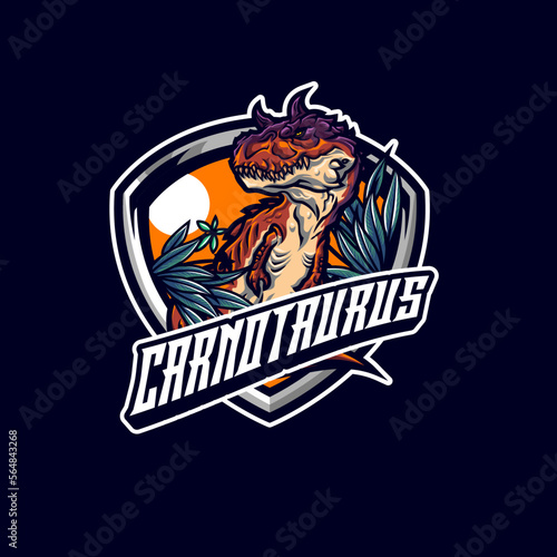 Carnotaurus Dinosaur Mascot Logo for Gaming and Sport Team