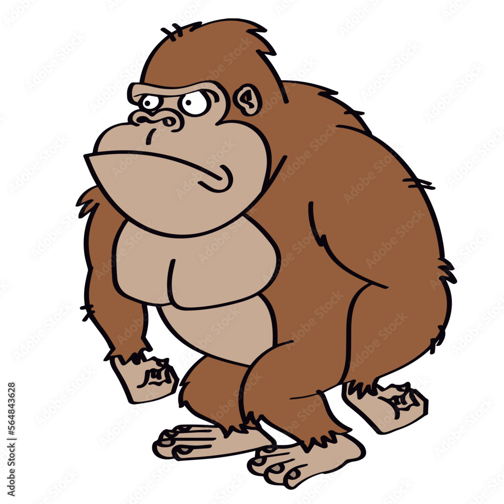Obraz premium Character_animal_gorila_wild_brown_standing