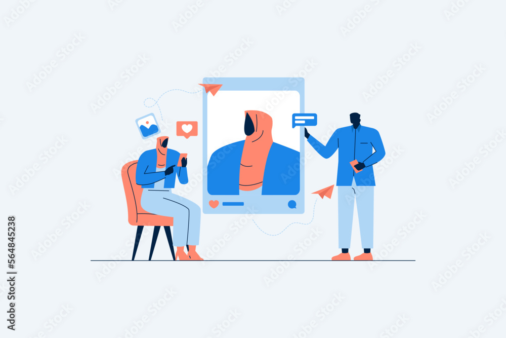 An illustration of a team doing business promotion via social media An illustration of a team doing business promotion via social media